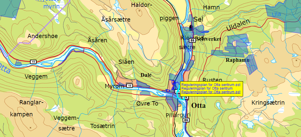 Kartløsning Sel kommune - webinnsyn - Klikk for stort bilde