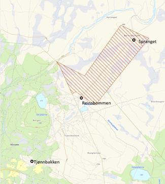 Kartutstsnitt Spranget - Klikk for stort bilde